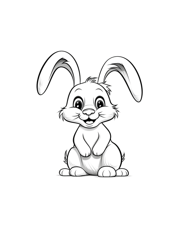 Coloriage d'un petit lapin joyeux
