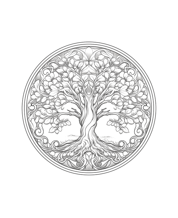 Coloriage mandala d'un sublime chêne