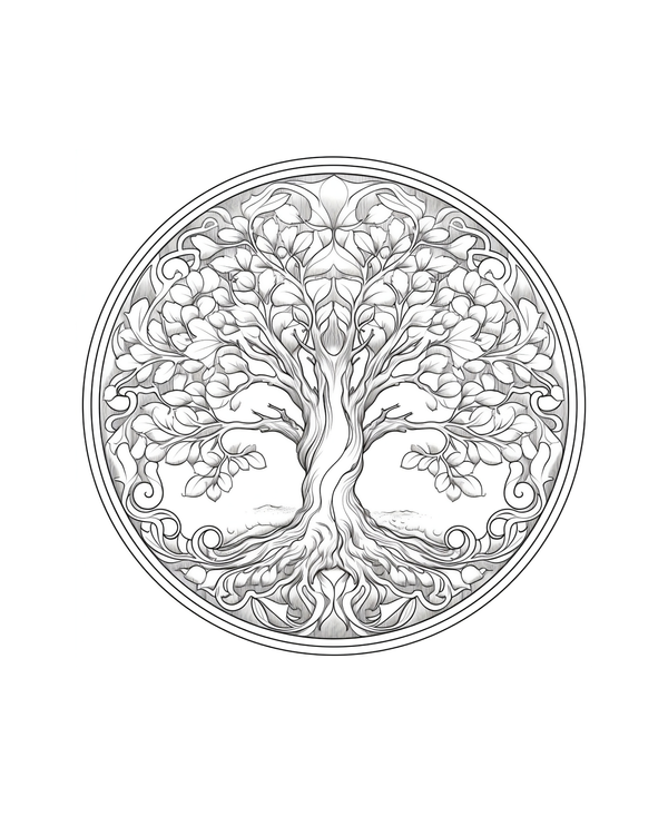 Coloriage mandala d'un sublime chêne